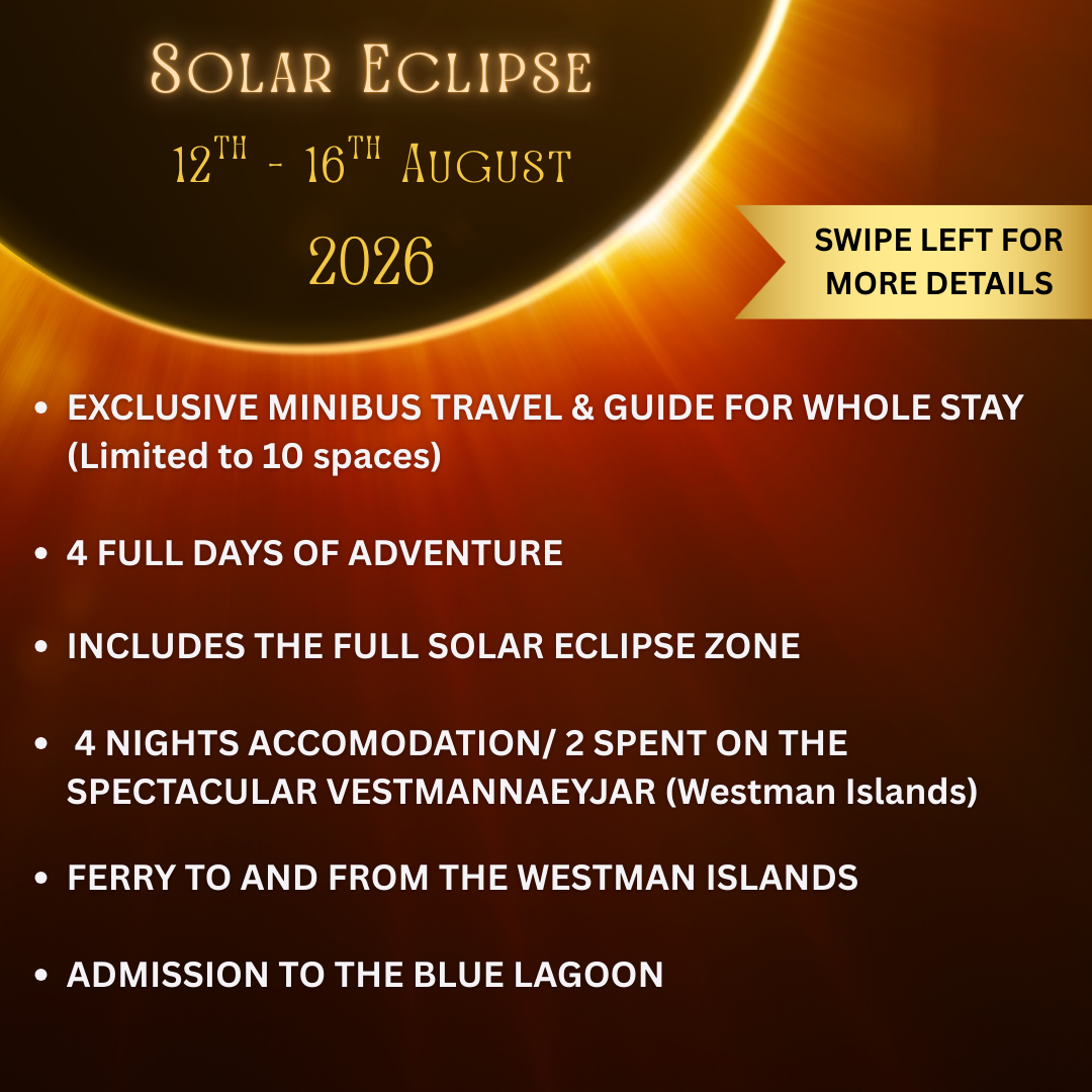 Iceland Solar Eclipse, Puffins, Whales, Westman Islands & Blue Lagoon. 12th - 16th August 2026.